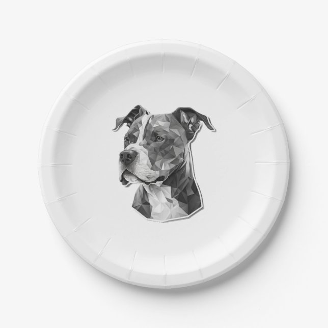 Assiettes En Carton Visage de chien Pitbull (Devant)