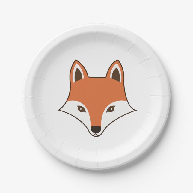 Assiettes En Carton Visage de dessin de style scandinave Fox (Devant)