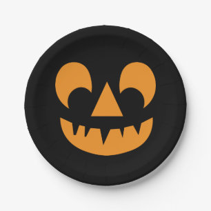 Assiettes En Carton Visage du Citrouille Jack-o'-lantern