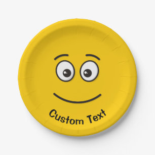 Assiettes En Carton Visage souriant avec plaque de papier à yeux ouver