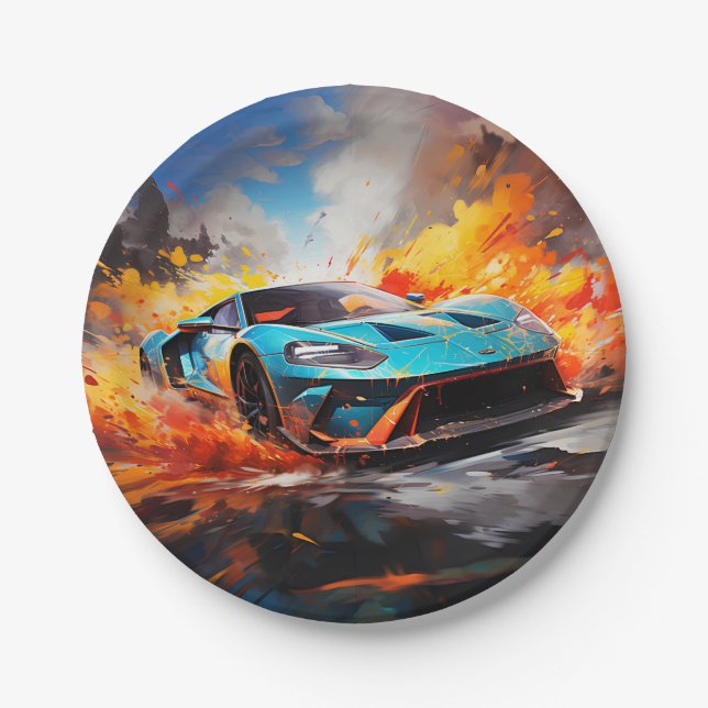 Assiettes En Carton Vitesse future (Devant)