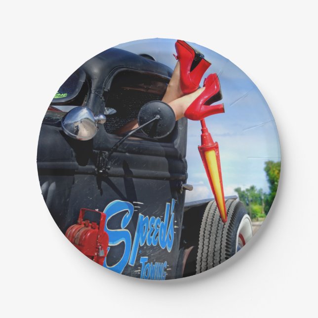 Assiettes En Carton Vitesses remorquant le pin-up de Betty de (Devant)