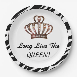 Assiettes En Carton "Vivent longtemps la REINE ! "