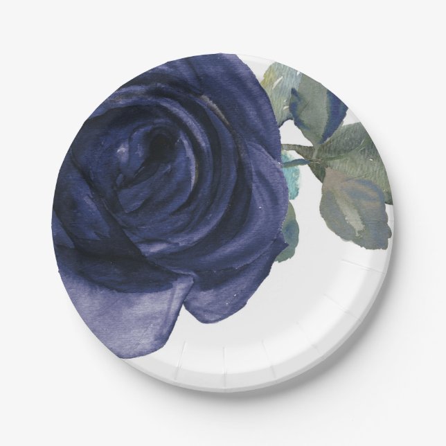 Assiettes En Carton Vivid Vibrant Indigo violet bleu floral (Devant)