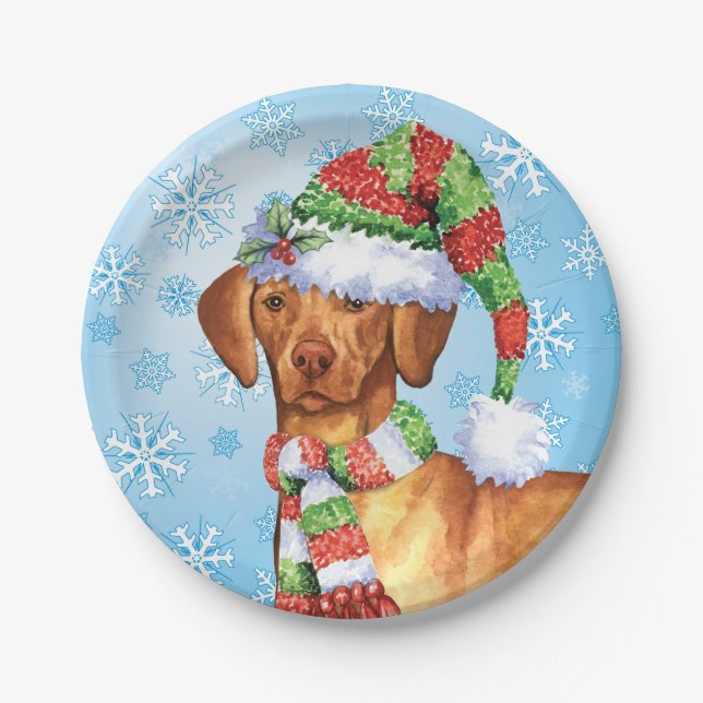 Assiettes En Carton Vizsla de Noël (Devant)