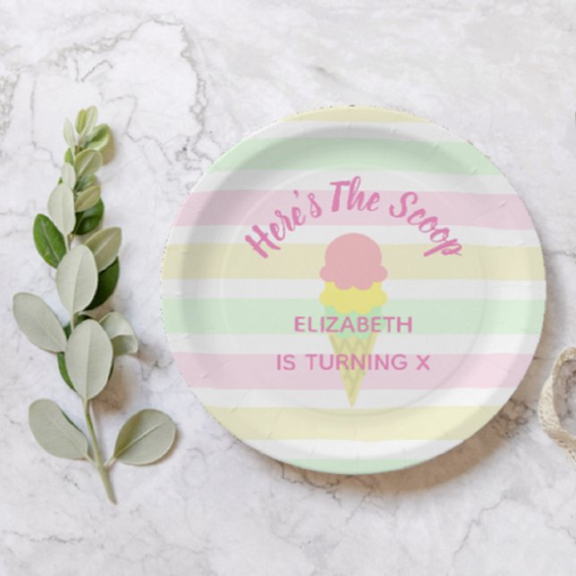 Assiettes En Carton Voici l'anniversaire d'été de la crème glacée Scoo (Créateur téléchargé)