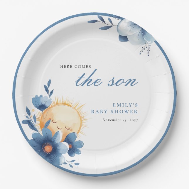Assiettes En Carton Voici le Baby shower du Fils (Devant)