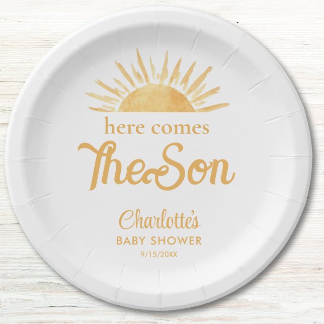 Assiettes En Carton Voici Le Baby shower Fils (Créateur téléchargé)