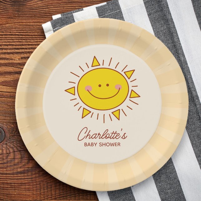 Assiettes En Carton Voici Le Baby shower Garçon Son Little Sunshine (Créateur téléchargé)