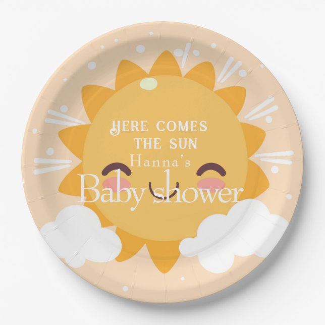 Assiettes En Carton Voici le baby shower solaire (Devant)