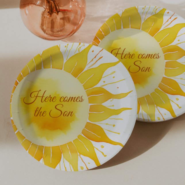 Assiettes En Carton Voici le Baby shower Son Jaune soleil (Créateur téléchargé)