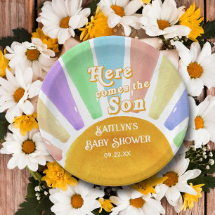 Assiettes En Carton Voici Le Baby shower Son Retro Boys