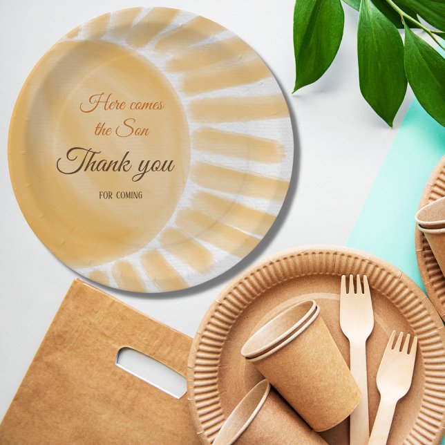 Assiettes En Carton Voici le Baby shower Son Sunshine Yellow Ray (Créateur téléchargé)