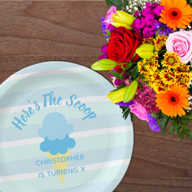 Assiettes En Carton Voici The Scoop Ice Cream Summer Boy Birthday (Créateur téléchargé)