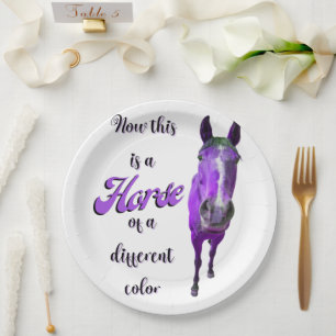 Assiettes En Carton Voici Un Cheval D'Une Couleur Différente, Violet