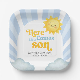 Assiettes En Carton Voici venir le fils Baby Shower
