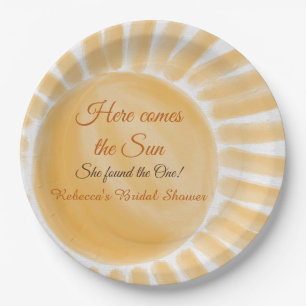 Assiettes En Carton Voici venir le rayon de soleil jaune Baby Shower
