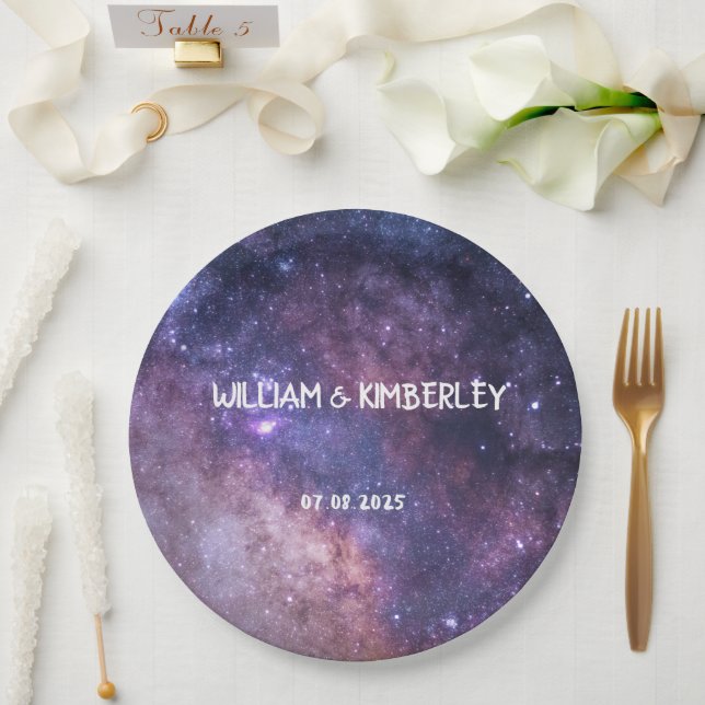 Assiettes En Carton Voie Lactée Stars Sky Galaxy Mariage élégant (Mariage)