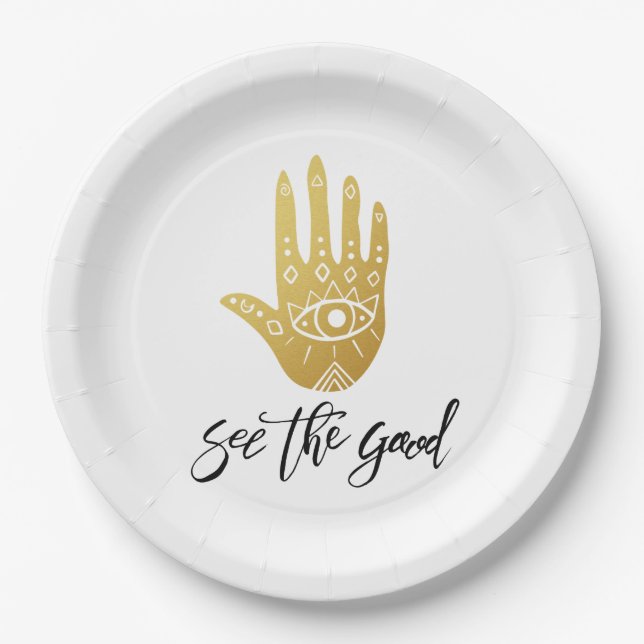 Assiettes En Carton Voir le Good Hamsa (Devant)