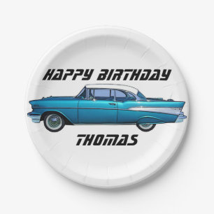 Assiettes En Carton Voiture classique 1957 Chevy BelAire plaque papier