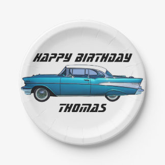 Assiettes En Carton Voiture classique 1957 Chevy BelAire plaque papier