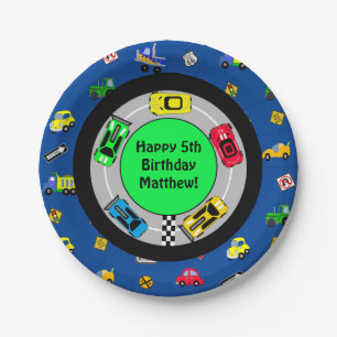 Assiettes En Carton Voiture de course et piste Theme Boy's Birthday Pa
