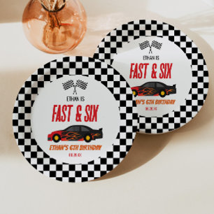 Assiettes En Carton Voiture de course Flamme Rouge Fast & Six Fête d'a