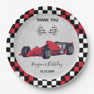 Assiettes En Carton Voiture de course rouge mignonne Anniversaire
