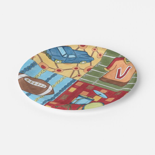 Assiettes En Carton Voiture, Jersey, Football et Kit Drum (Angle)