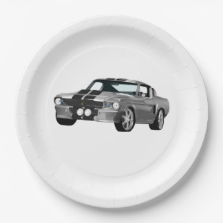 Assiettes En Carton Voiture Muscle Argent