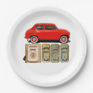 Assiettes En Carton Voiture rouge