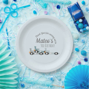 Assiettes En Carton Voitures de course rétro Moon Stars Troisième ann