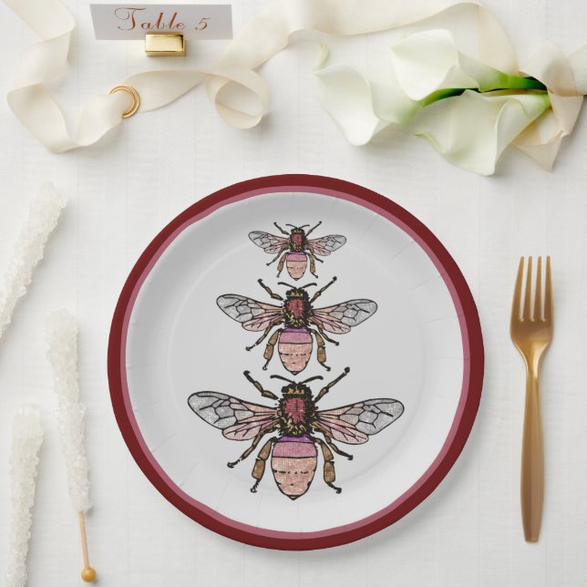 Assiettes En Carton Vol des abeilles parties scintillant (Mariage)