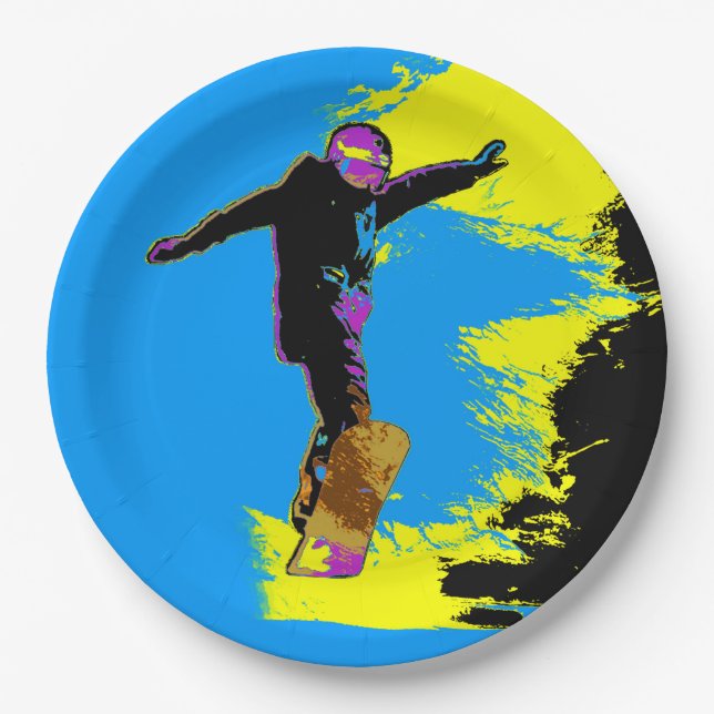 Assiettes En Carton Vol Snowboarder - Snowboardeur (Devant)