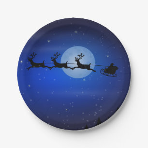 Assiettes En Carton Voler Père Noël et ses rennes