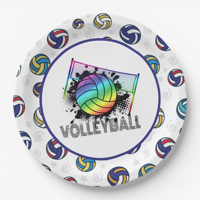 Assiettes En Carton Volleyball  (Devant)