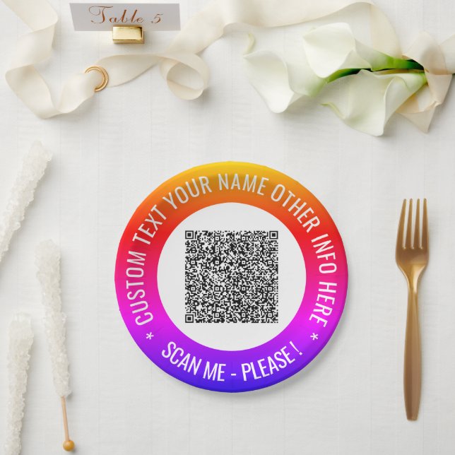 Assiettes En Carton Vos propres plaques de papier de code QR de concep (Mariage)