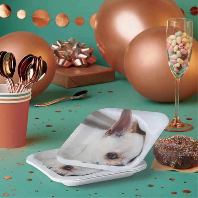 Assiettes En Carton Votre chiot chien de compagnie photo personnalisée (Multi)