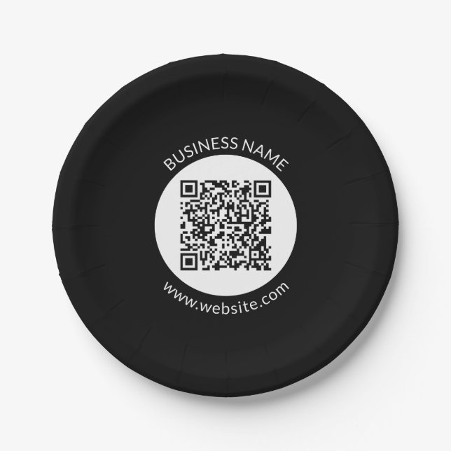 Assiettes En Carton Votre code QR téléchargé | Texte et couleurs modif (Devant)
