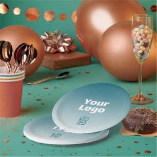 Assiettes En Carton Votre logo avec code QR modifiable et ombre dégrad