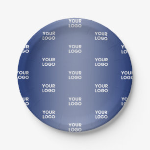 Assiettes En Carton Votre logo simple en répétition dégradé bleu marin
