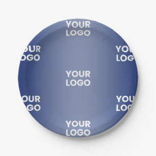 Assiettes En Carton Votre logo Simple Répétition Logo Marine Blue Grad