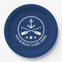 Votre nom de bateau ou texte Ancre et aviron bleu 