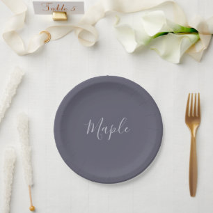 Assiettes En Carton Votre nom Écriture lavande élégante sur violet b