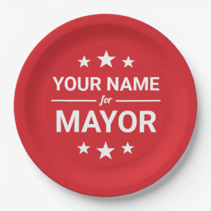 Assiettes En Carton Votre nom pour Mayor Custom Text & Colors Stars Ro