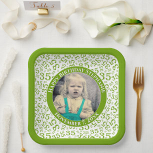 Assiettes En Carton Votre photo 35 Motif de numéro aléatoire Geen/Whit
