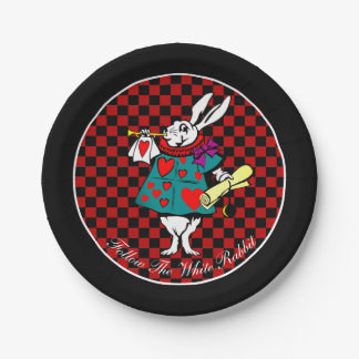 Assiettes En Carton Votre texte/couleur blanc Rabbit Alice au pays des
