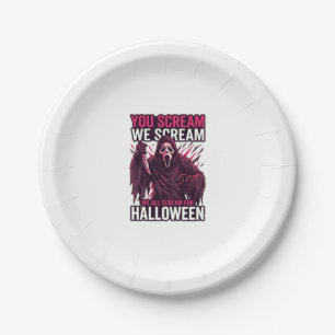 Assiettes En Carton Vous criez Nous Halloween Ghostface Couteau Sangla