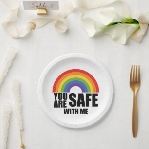 Assiettes En Carton Vous êtes en sécurité avec moi Fierté arc-en-ciel 