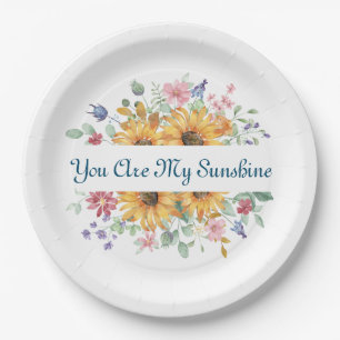 Assiettes En Carton Vous êtes ma citation Sunshine et Sunflower
